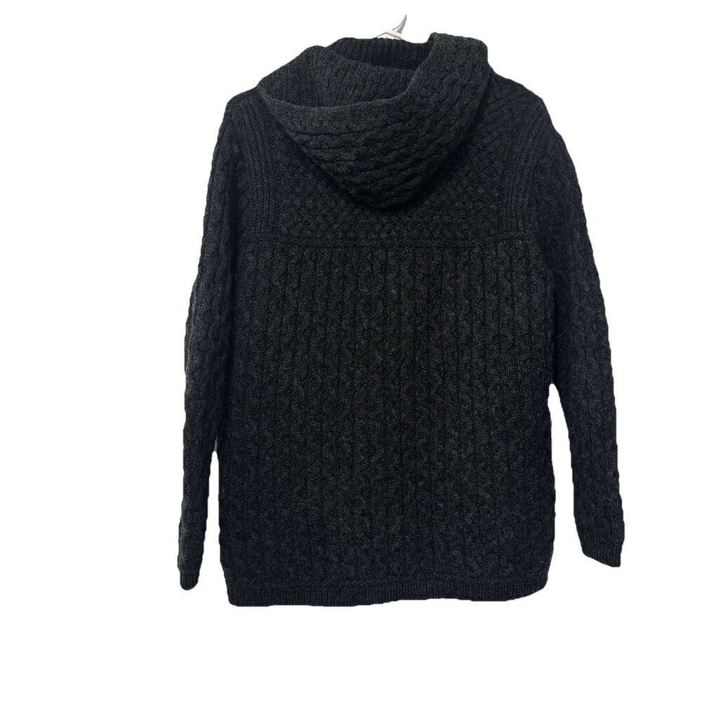 Aran Crafts Women’s Medium 100% Merino Wool Full Zip Sweater Gray Hooded Ireland